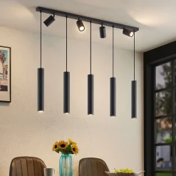 hængelampe Sanad, 116 cm, 9 lyskilder, sort, GU10^Lindby Online