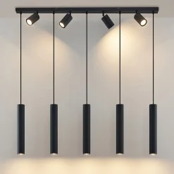 hængelampe Sanad, 116 cm, 9 lyskilder, sort, GU10^Lindby Online