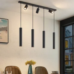 Lindby Pendellamper|Pendellamper>hængelampe Sanad, 100 cm, 7 lyskilder, sort, GU10