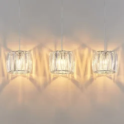 Lindby hængelampe Sofia, 107 cm, 3 lyskilder, E14, krom/klar