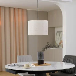 Lindby hængelampe Soula, Ø 40 cm, beige, plast, E27