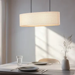 hængelampe Soula, 78 cm, beige, plast, E27^Lindby Best