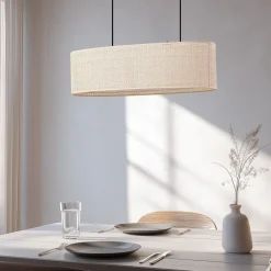 hængelampe Soula, 78 cm, beige, plast, E27^Lindby Best