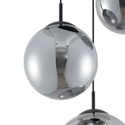 Lindby hængelampe Teeja, smoke, 3 lyskilder, Ø52cm, glas, E27