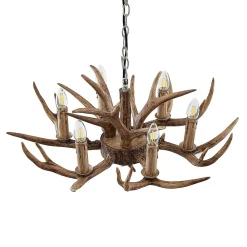 hængelampe Tejask, Ø 70 cm, 6 lyskilder, gevir, E14^Lindby Hot