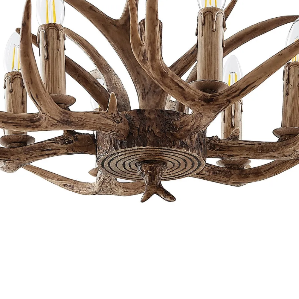 hængelampe Tejask, Ø 70 cm, 6 lyskilder, gevir, E14^Lindby Hot