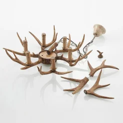 hængelampe Tejask, Ø 70 cm, 6 lyskilder, gevir, E14^Lindby Hot