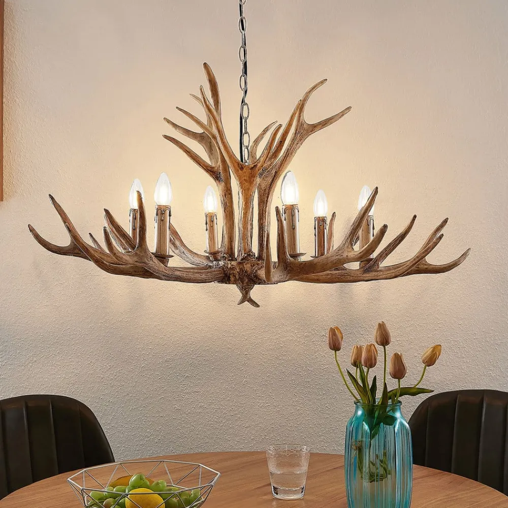 hængelampe Tejask, Ø 102 cm, 6 lyskilder, gevir, E14^Lindby Sale