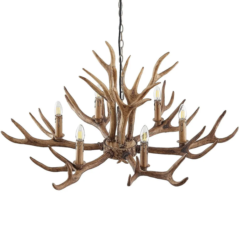 hængelampe Tejask, Ø 102 cm, 6 lyskilder, gevir, E14^Lindby Sale