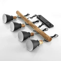 Lindby hængelampe Trebale, E14, Ø 15 cm, 4 lyskilder, træ