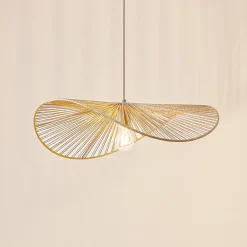 Lindby Pendellamper|Pendellamper>hængelampe Valdorin, beige, papir, længde 75 cm