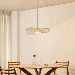 Lindby Pendellamper|Pendellamper>hængelampe Valdorin, beige, papir, længde 75 cm