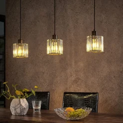 Lindby hængelampe Vella, transparent, glas, 83 cm, 3 lyskilder.