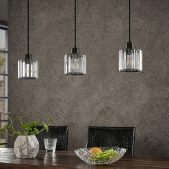 Lindby hængelampe Vella, transparent, glas, 83 cm, 3 lyskilder.