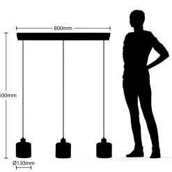 Lindby hængelampe Vella, transparent, glas, 83 cm, 3 lyskilder.