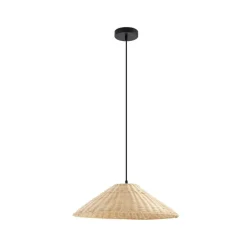 Lindby hængelampe Zyralia, træfarvet, rattan, Ø 50 cm