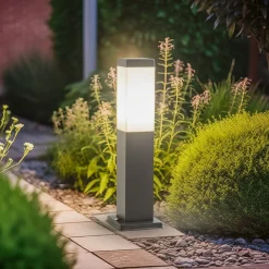 Lindby Honula sokkellampe, 45 cm, mørkegrå, IP44, E27