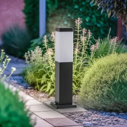 Lindby Honula sokkellampe, 45 cm, mørkegrå, IP44, E27