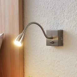Lindby Jolka LED-læselampe, afbryder, nikkel