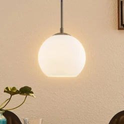 Jurian pendellampe 1 lyskilde, nikkel/opal^Lindby