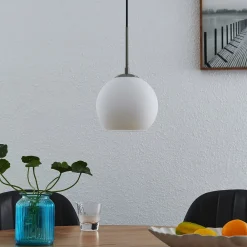 Jurian pendellampe 1 lyskilde, nikkel/opal^Lindby