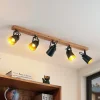 Lindby Loftlamper|Spotlights>Kimban loftspot, 5 lyskilder, 106 cm, træ, metal