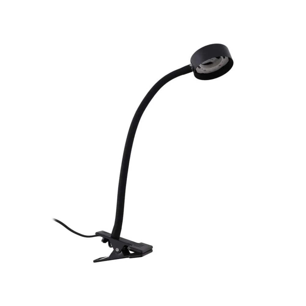 Lindby Arbejdsrum/Kontor>klemmelampe Jyla sort linse 3000K fleksibel arm GX53