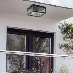 Lindby Kremena udendørs loftslampe, sort