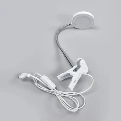 LED clip-on bordlampe Milow, hvid, metal, 36 cm høj^Lindby Discount