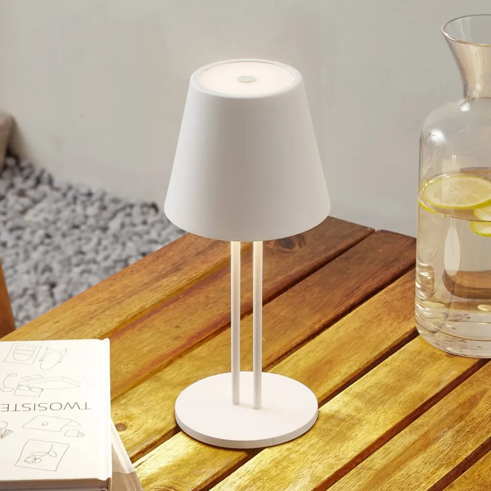 LED genopladelig bordlampe Janea TWIN, hvid, metal^Lindby Hot