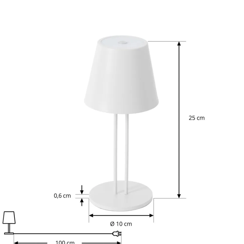 LED genopladelig bordlampe Janea TWIN, hvid, metal^Lindby Hot