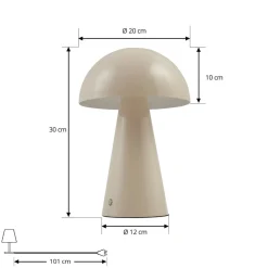 LED genopladelig bordlampe Nevijo, beige, Ø20cm, USB, dæmper^Lindby Sale