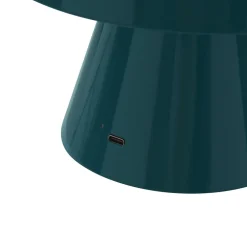 LED genopladelig bordlampe Nevijo, petrol, Ø18cm, USB, dæmper^Lindby Best