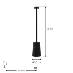 LED genopladelig bordlampe Noelani, højde 30 cm, IP44, dæmpbar^Lindby Discount