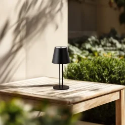 Lindby Dekorationsbelysning|Terrassebelysning>LED genopladelig bordlampe Janea TWIN, sort, metal