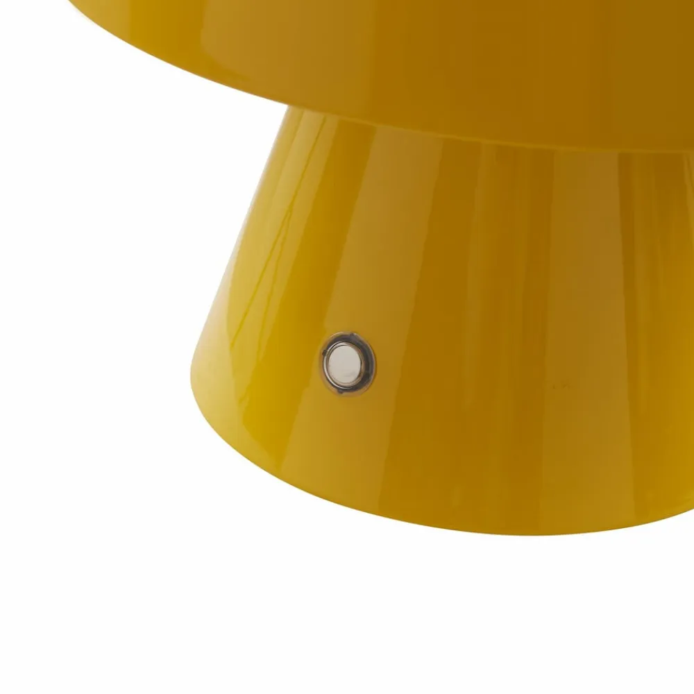 LED genopladelig bordlampe Nevijo, gul, Ø18cm, USB, dæmper^Lindby Outlet