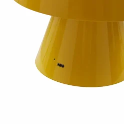 LED genopladelig bordlampe Nevijo, gul, Ø18cm, USB, dæmper^Lindby Outlet