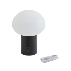 Lindby LED genopladelig bordlampe Zelie, sort, aluminium, IP44