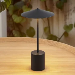 LED genopladelig bordlampe Ayva, sort, aluminium, IP44^Lindby Best