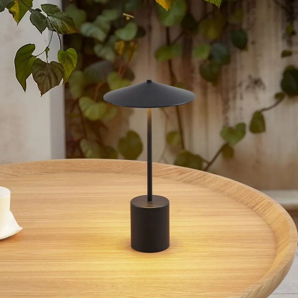 LED genopladelig bordlampe Ayva, sort, aluminium, IP44^Lindby Best