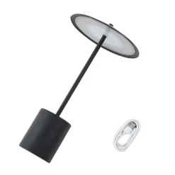 LED genopladelig bordlampe Ayva, sort, aluminium, IP44^Lindby Best