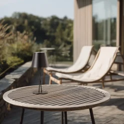 LED genopladelig bordlampe Janea CROSS, sort, metal^Lindby Best