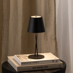 LED genopladelig bordlampe Janea CROSS, sort, metal^Lindby Best