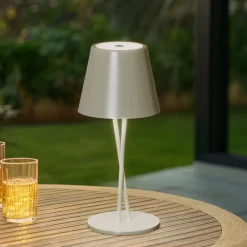 LED genopladelig bordlampe Janea CROSS, grøn, metal^Lindby Discount