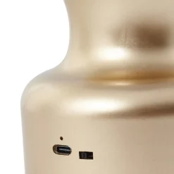 Lindby LED genopladelig bordlampe Maxentius guldfarvet glas dæmper