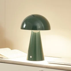 Lindby Pendellamper|Bordlamper>LED genopladelig bordlampe Nevijo, grøn, Ø20 cm, USB, dæmper