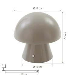 LED genopladelig bordlampe Nevijo, grå, Ø18cm, USB, dæmper^Lindby Hot