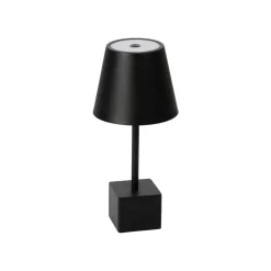 Lindby LED genopladelig bordlampe Janea CUBE, sort, metal