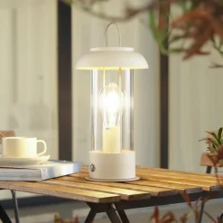 LED genopladelig bordlampe Yvette, abrikos-beige, IP44, touch^Lindby Hot