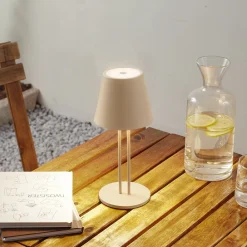 Lindby LED genopladelig bordlampe Janea TWIN, beige, metal